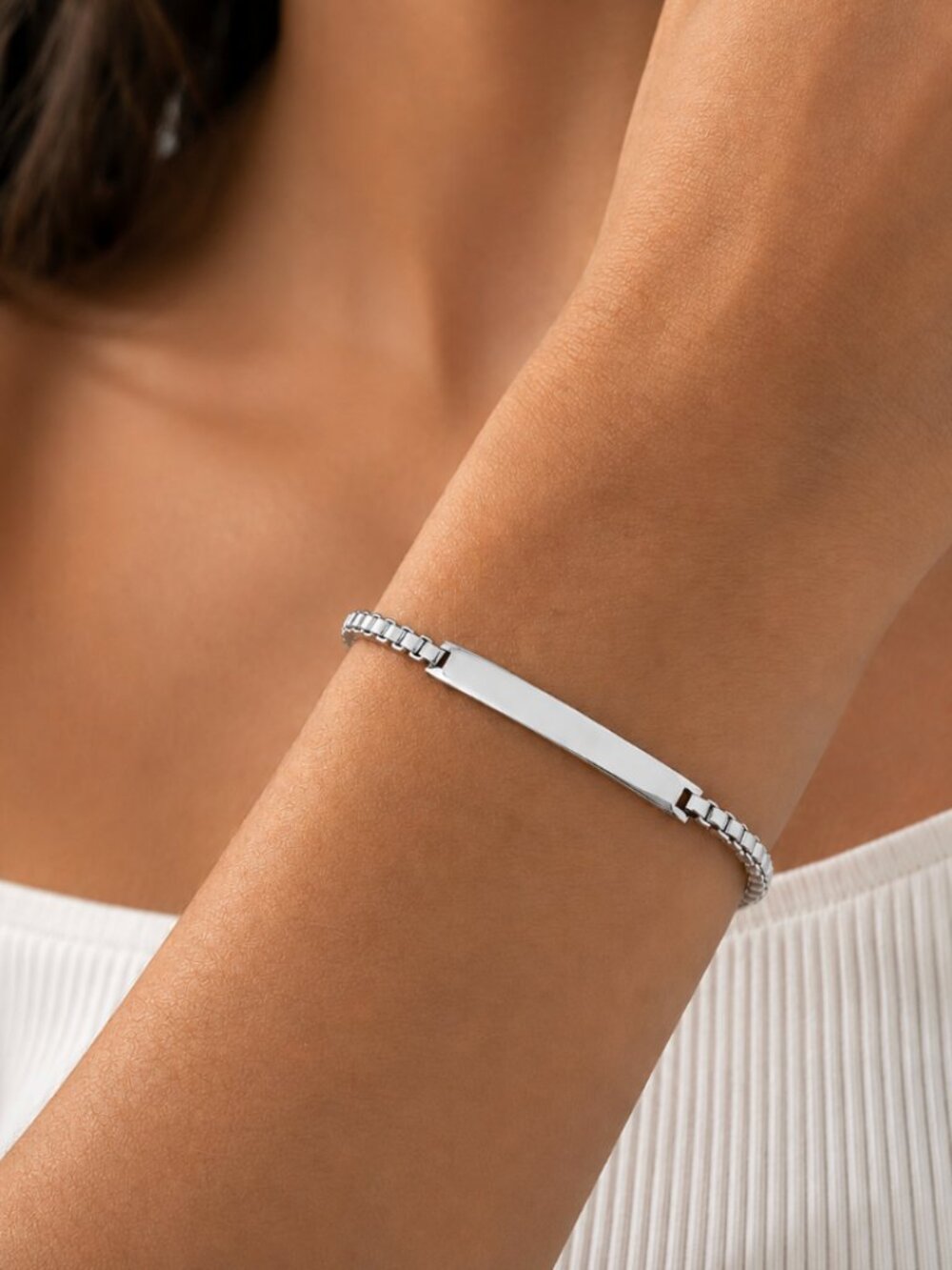 925 Sterling Silver Bar Bracelet Box Chain Bracelet Dainty Minimalist Bracelet